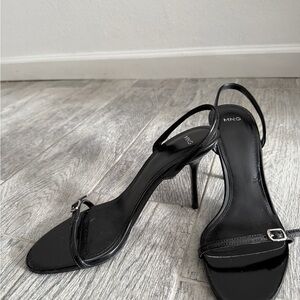 Mango Women's Black Strappy Buckle Heels
